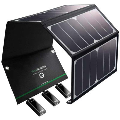 Solar Charger 24W Solar Panel with Triple USB Ports