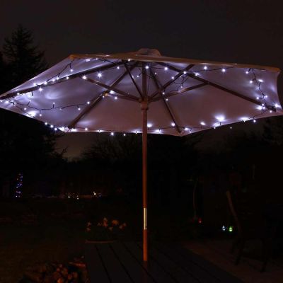 Solar Fairy lights 50 White on garden umbrella