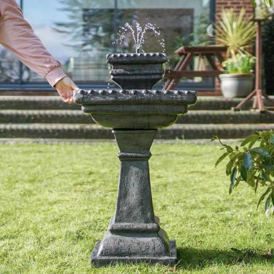 Solar Neapolitan Tiered LED Water Feature in garden