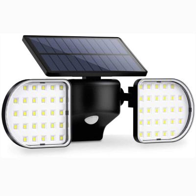 Solar Pir Security Light showing PIR, panel and leds