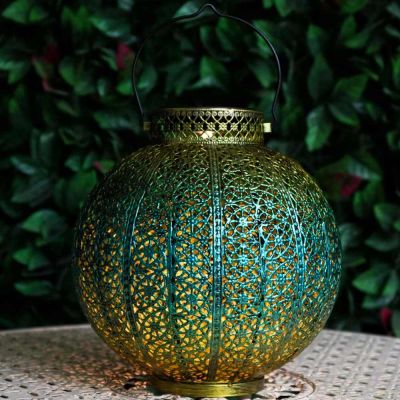 Solar Blue and Gold Moroccan Lantern
