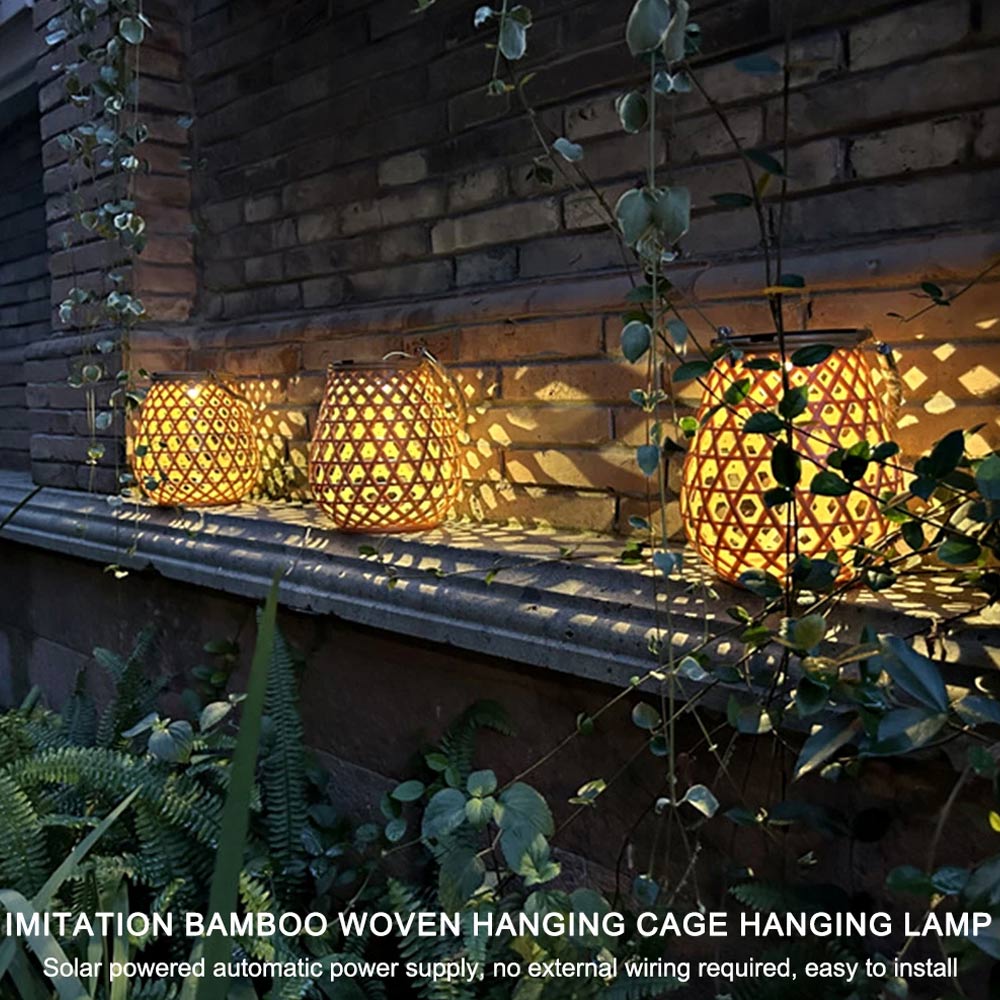 Faux Bamboo Solar Lantern – IP44 Waterproof Oriental Style | PowerBee