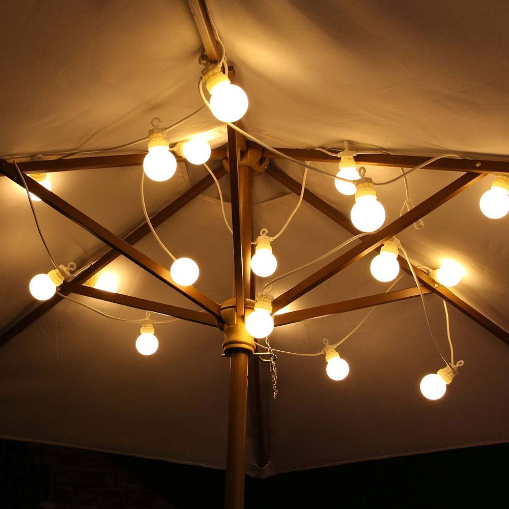 Outdoor Festoon Lights on White Cable