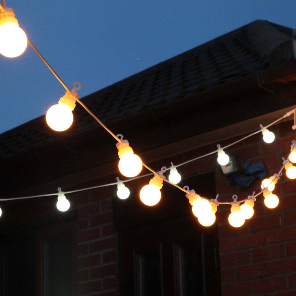 Festoon Lights Outdoor Connectable Frosted Bulbs on White Cable outdoor use