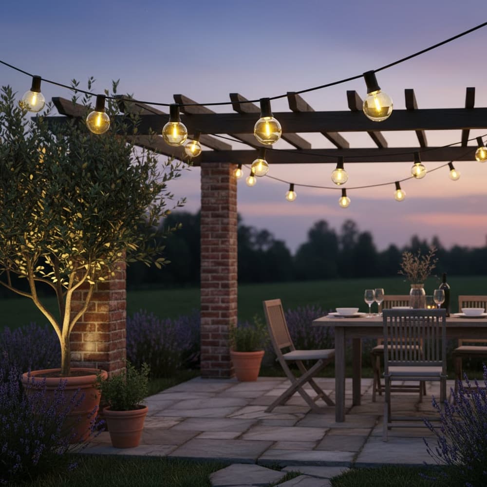 G40 Festoon Lights - 18m, 30 Warm White Bulbs, Remote