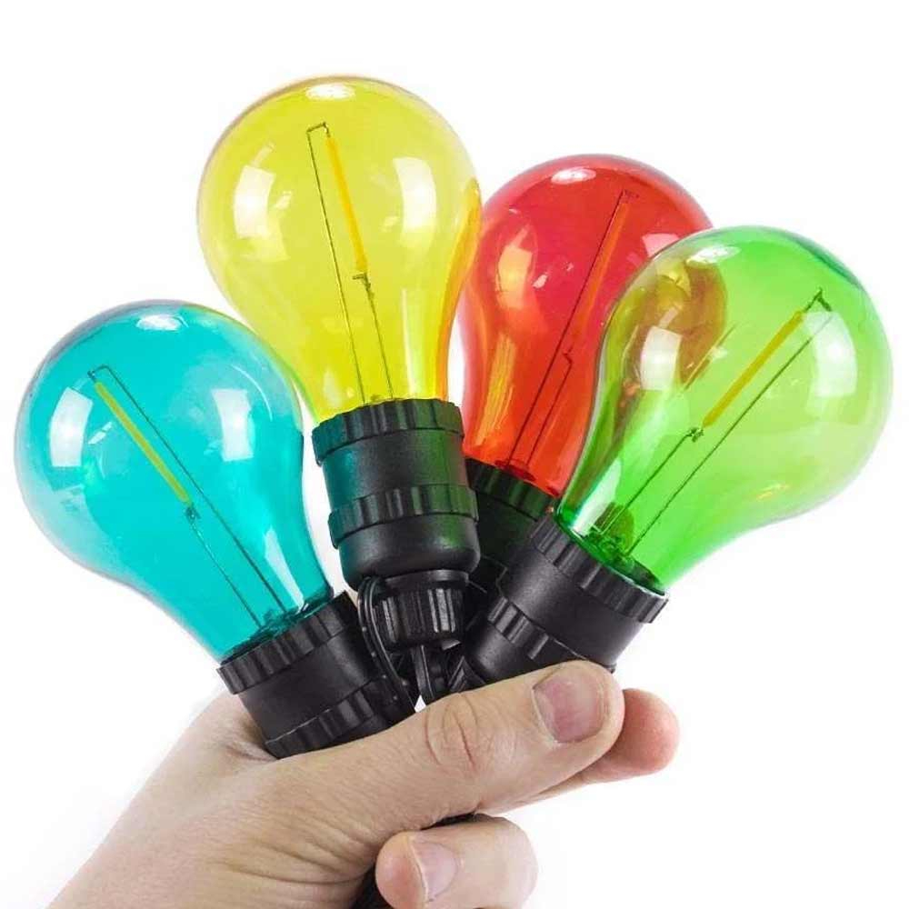Indoor & Outdoor Festoon Lights 10 Multi Colour showing A60 Bulbs