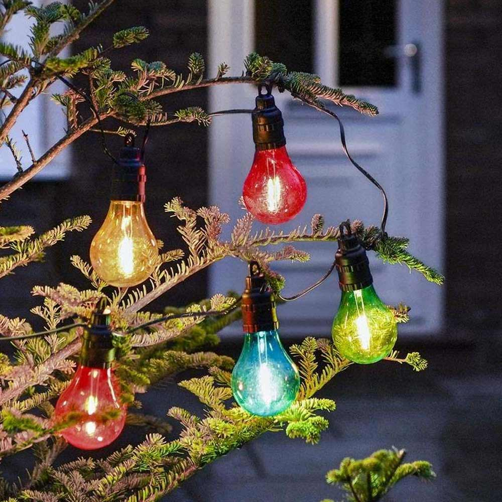 Indoor & Outdoor Festoon Lights 10 Multi Colour on tree outside