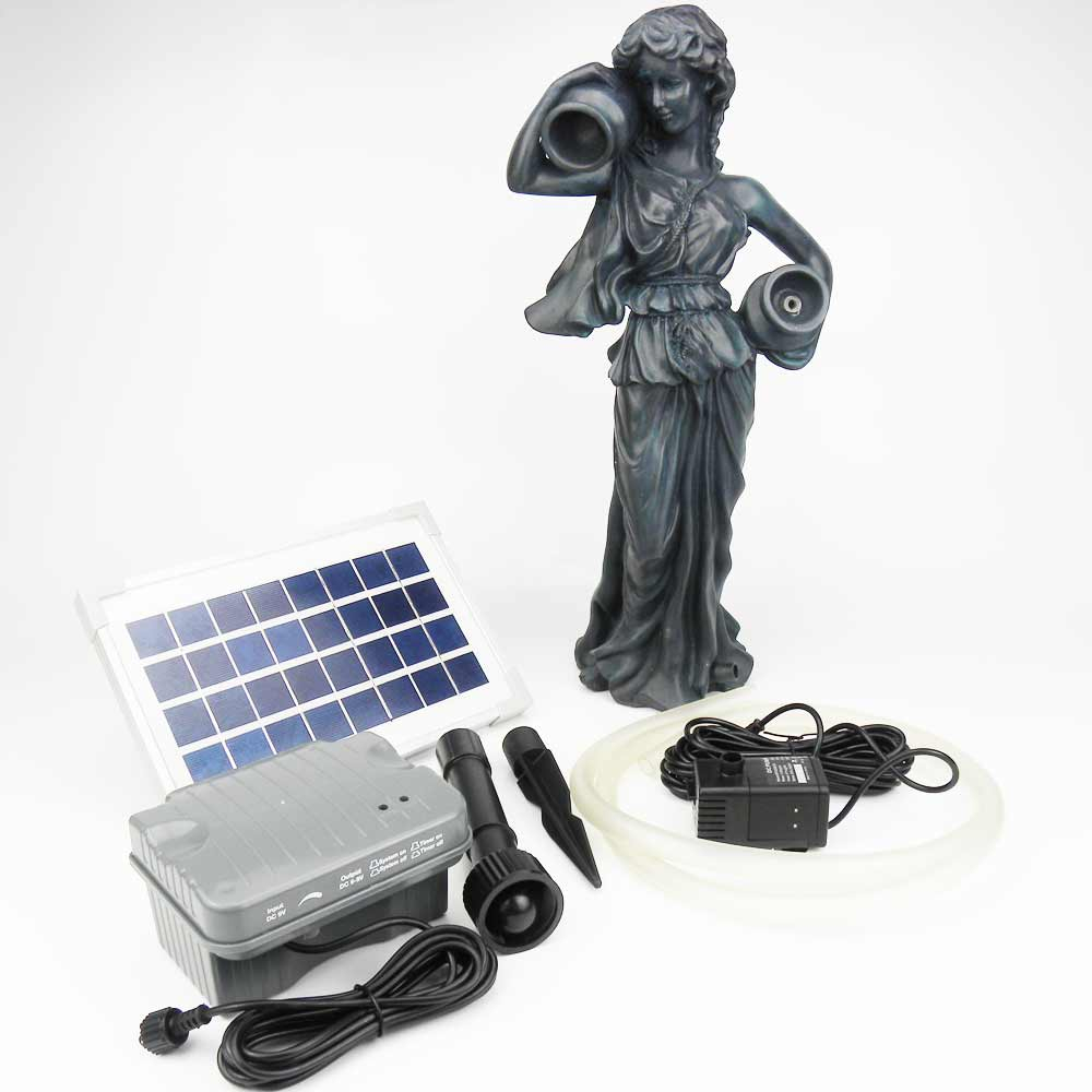 Lucia Solar Pond Spitter Statue showing the full kit
