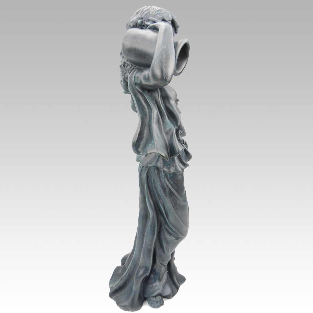 Lucia Solar Pond Spitter Statue - side view of Lucia