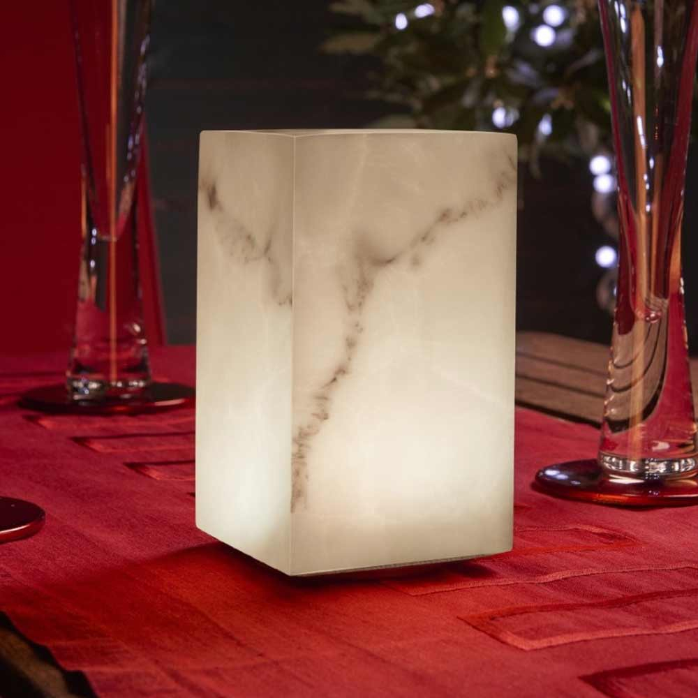 Marble Battery Operated Lamp set at dinner table
