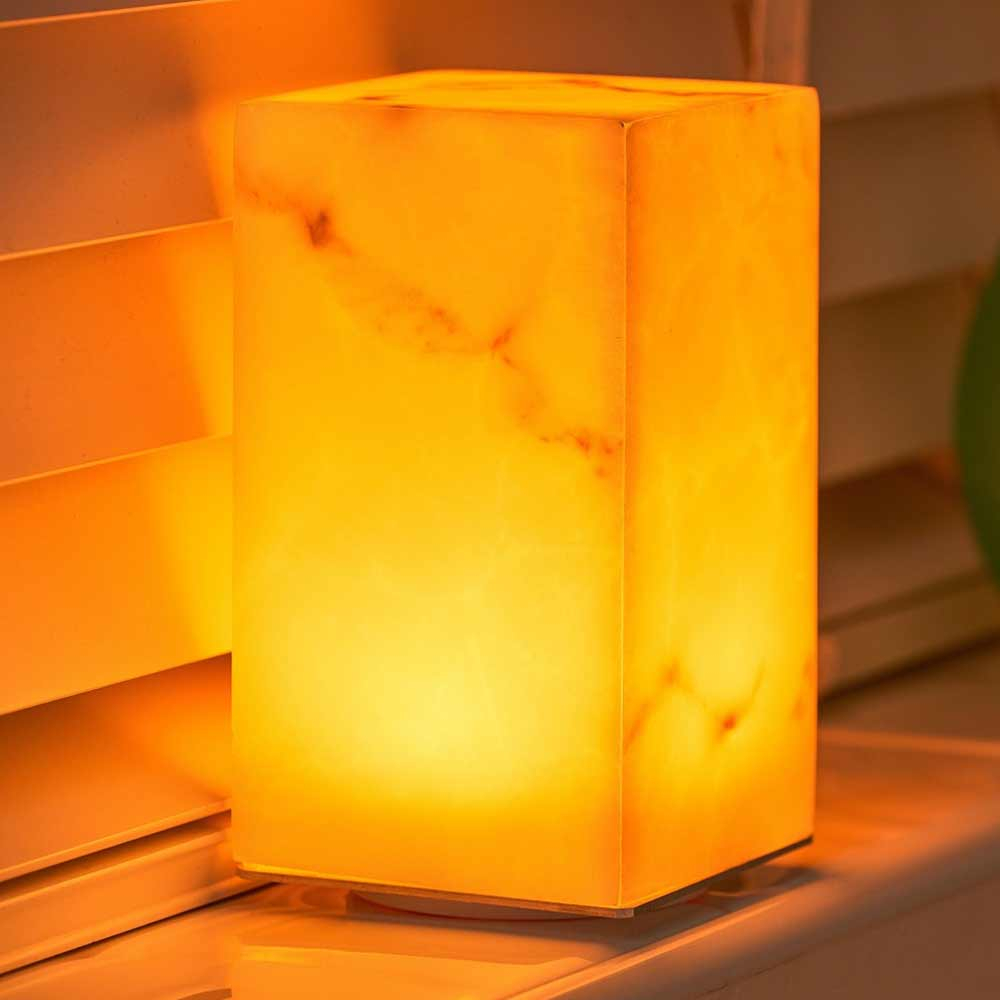 Marble Battery Operated Lamp showing amber Colour