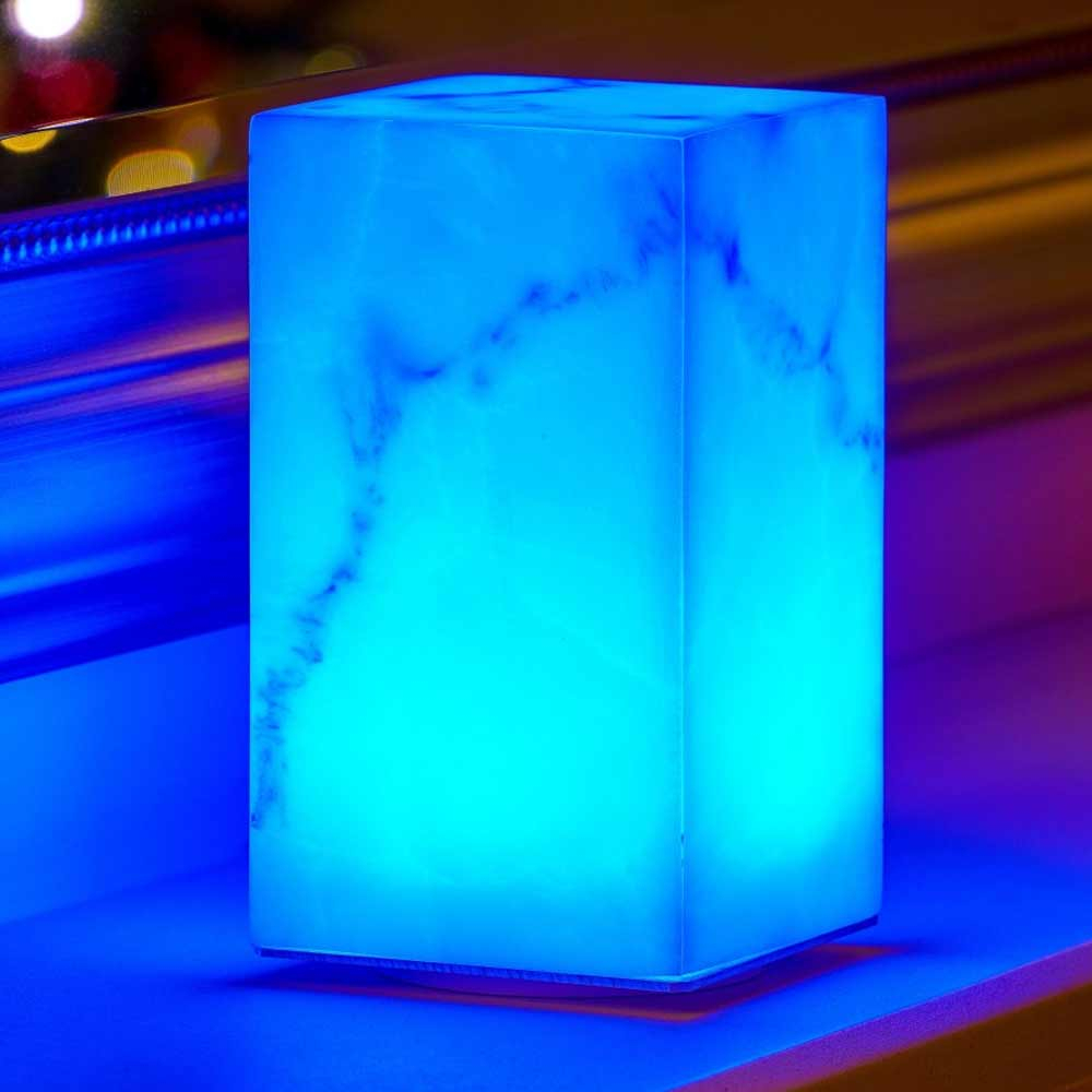 Marble Battery Operated Lamp showing blue Colour