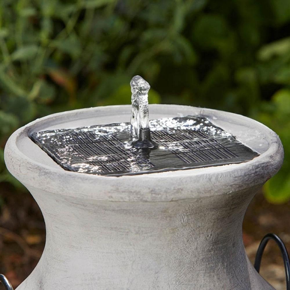 Milk Churn Solar Water Feature showing bubbling effect