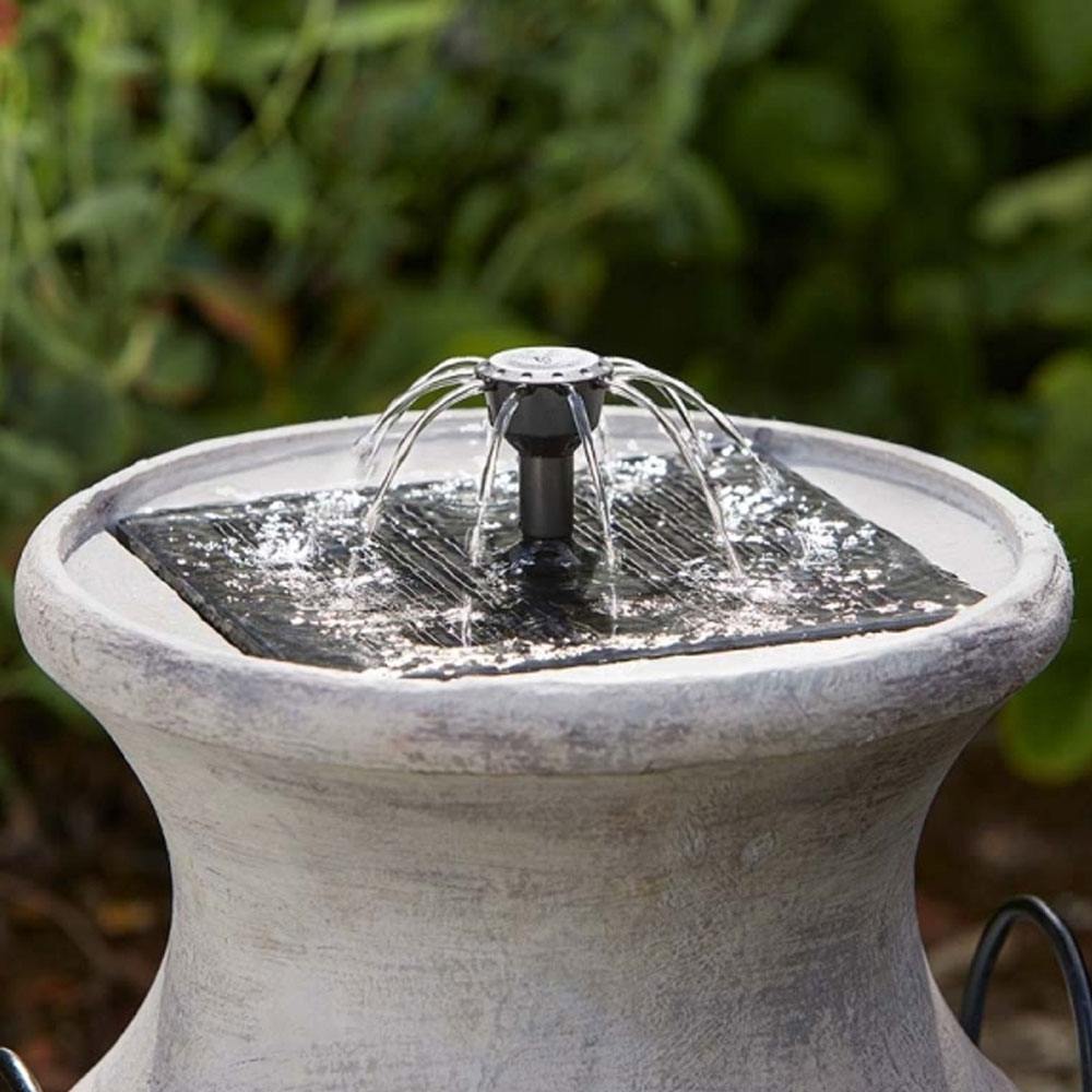Milk Churn Solar Water Feature showing fountain spray head