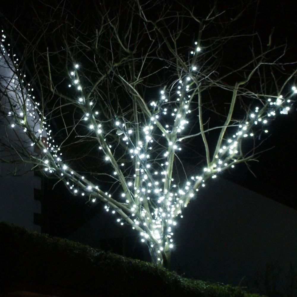 Outdoor Fairy Lights Connectable Black Cable in tree