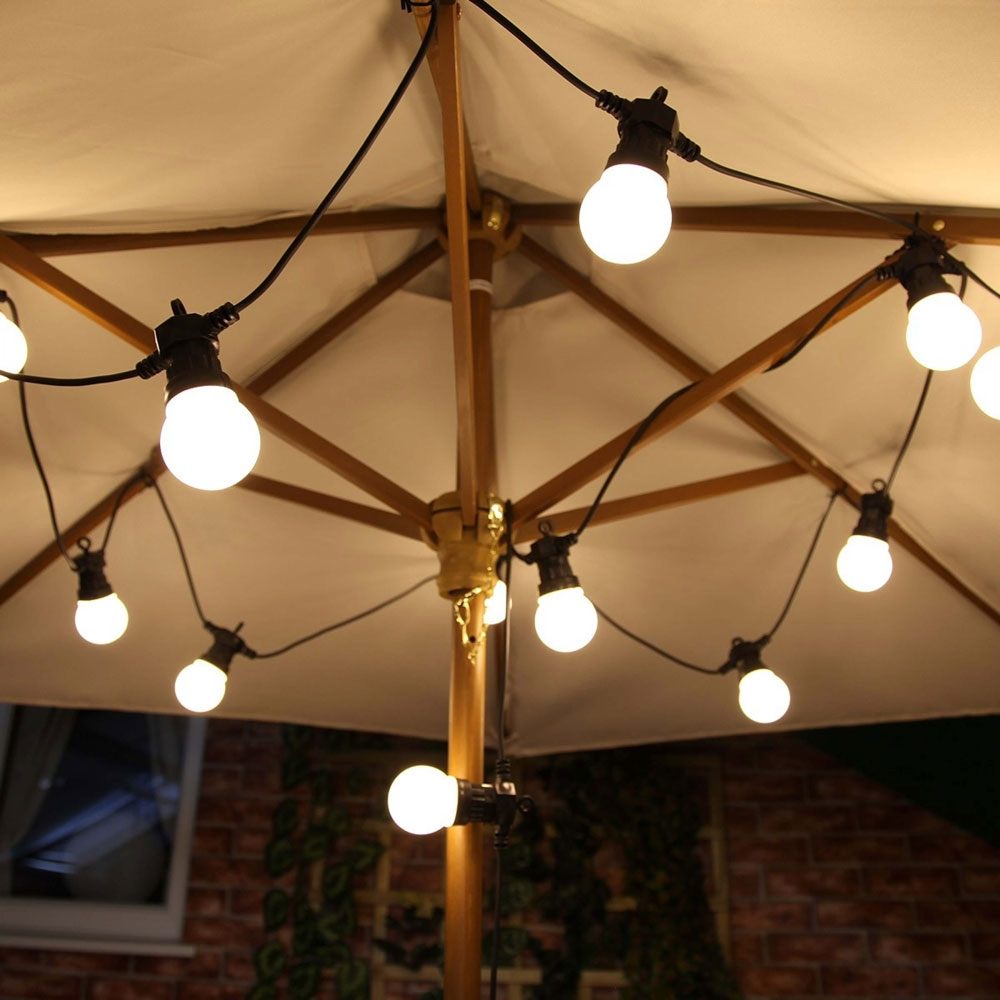 Outdoor Festoon Lights Connectable warm white under outdoors umbrella