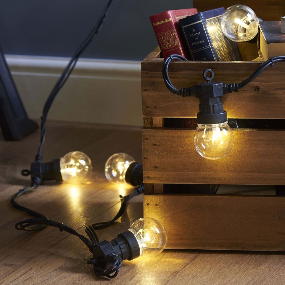 Outdoor Festoon Lights Connectable Clear Bulb running indoors