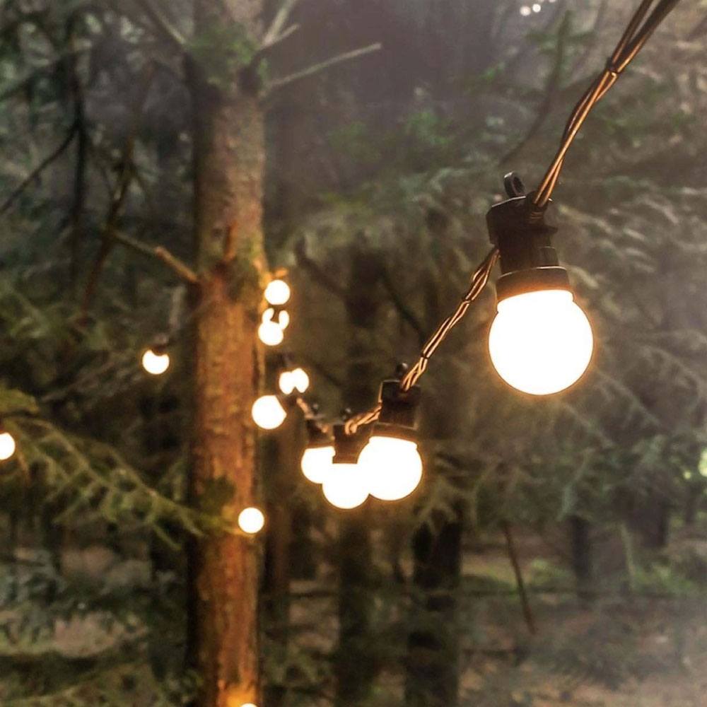 Outdoor Festoon Lights Connectable Frosted Bulb strung between trees