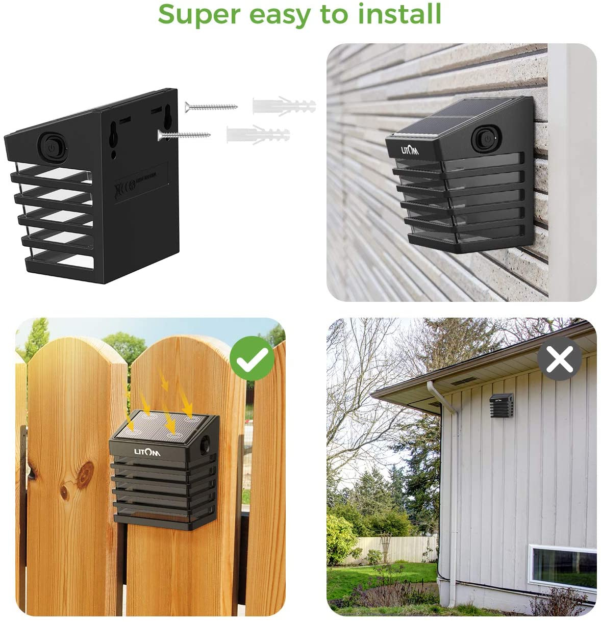 Outdoor Fence Lights (4 Pack) showing easy installation
