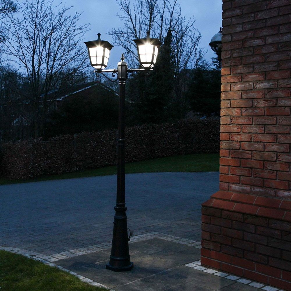 Solar Street Light Twin Lamp Post with PIR 2 m
