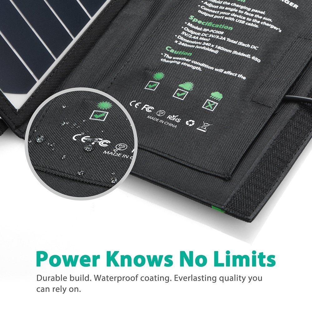 Portable Solar Phone Charger Power Panel 16 Watt weatherproof case