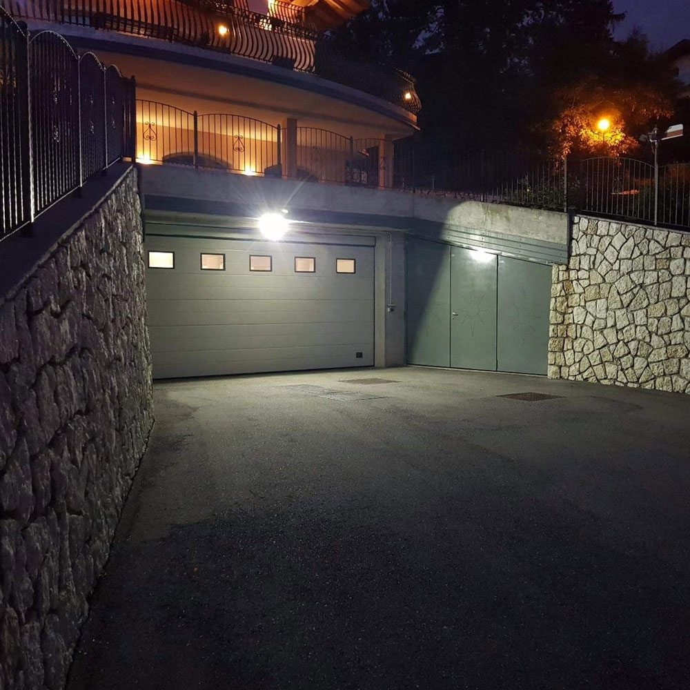 Led Security Light 50W fitted on garage lighting up driveway
