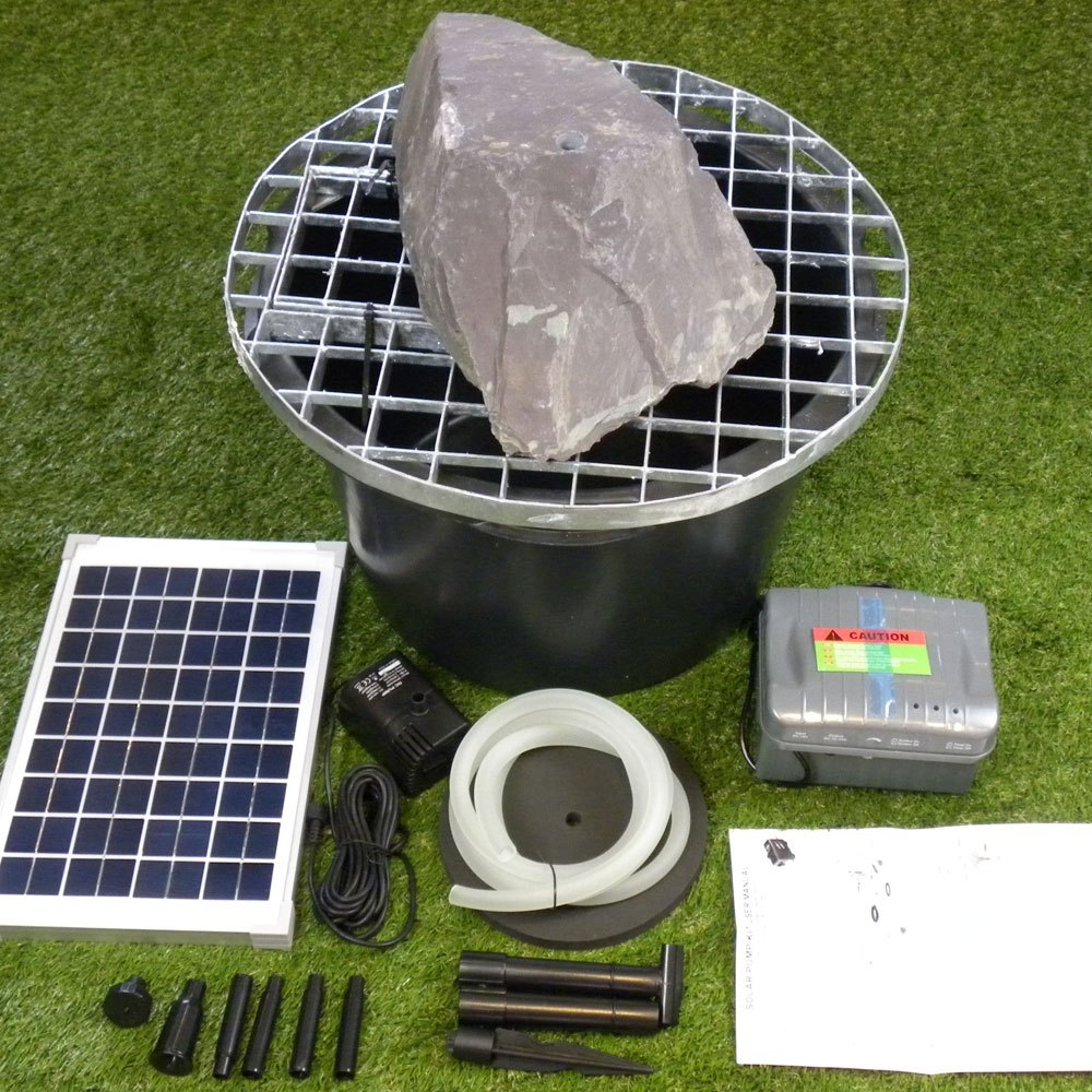 Natural Slate Water Feature with Solar powered Feature Kit and battery