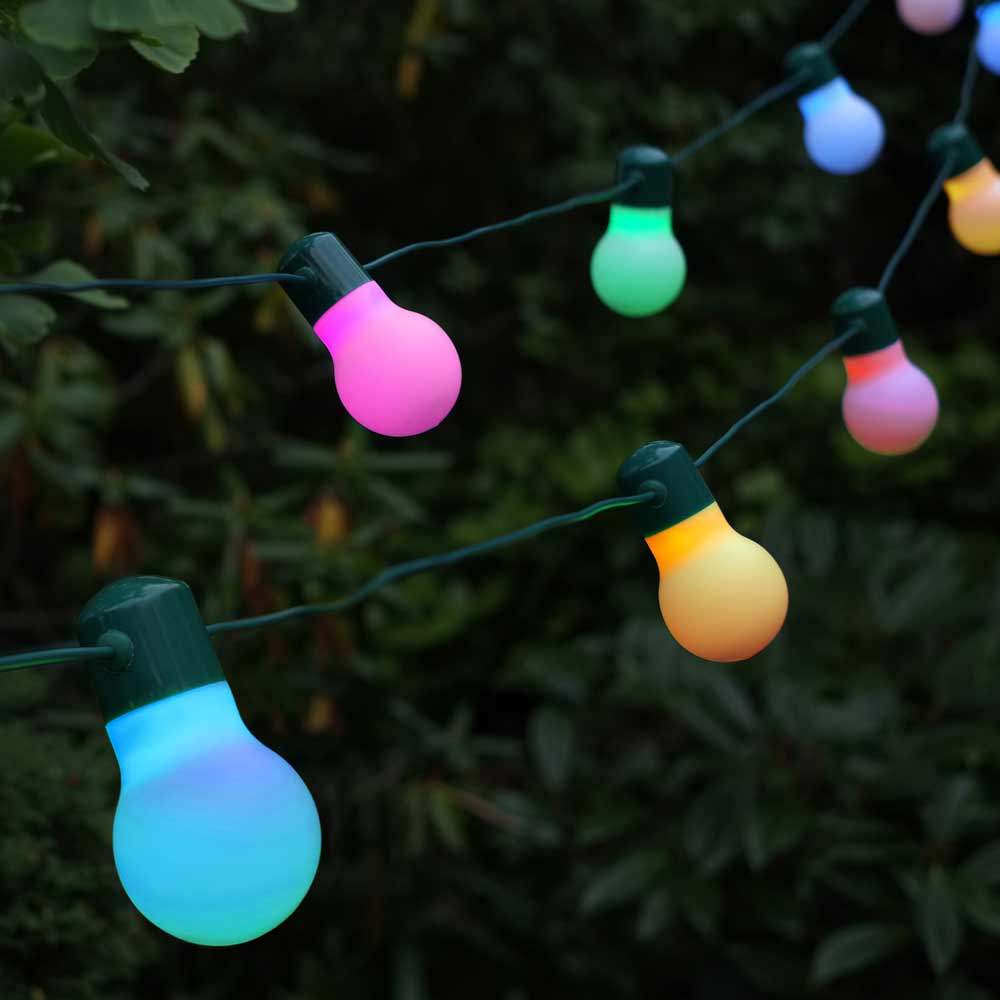 Smart Solar Party Lights 20 LED Colour Changing in garden turned on