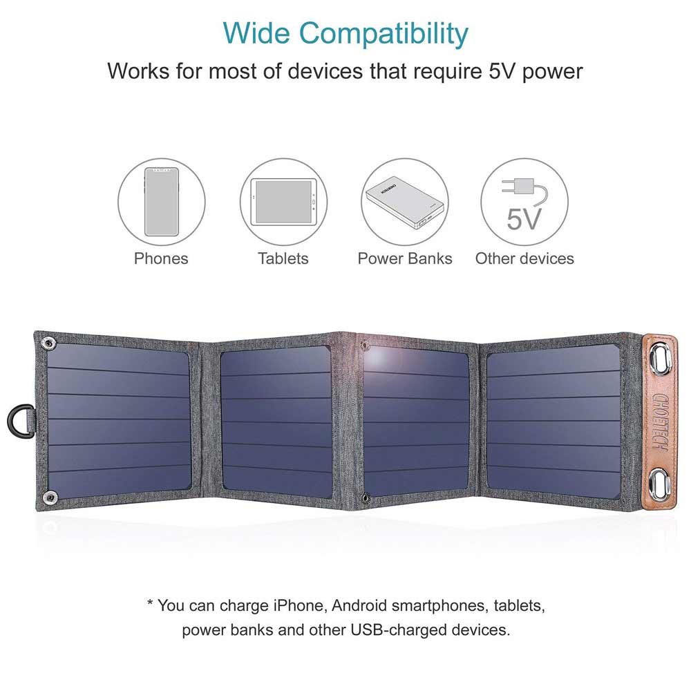 Solar Charger 14w Portable Solar Panel showing full kit