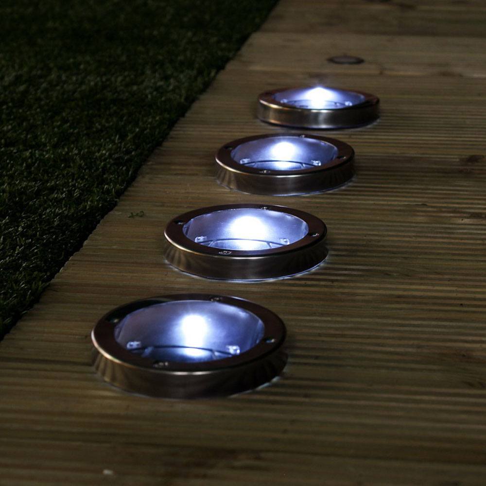 Solar Decking Lights Stainless Steel - Pack of 4