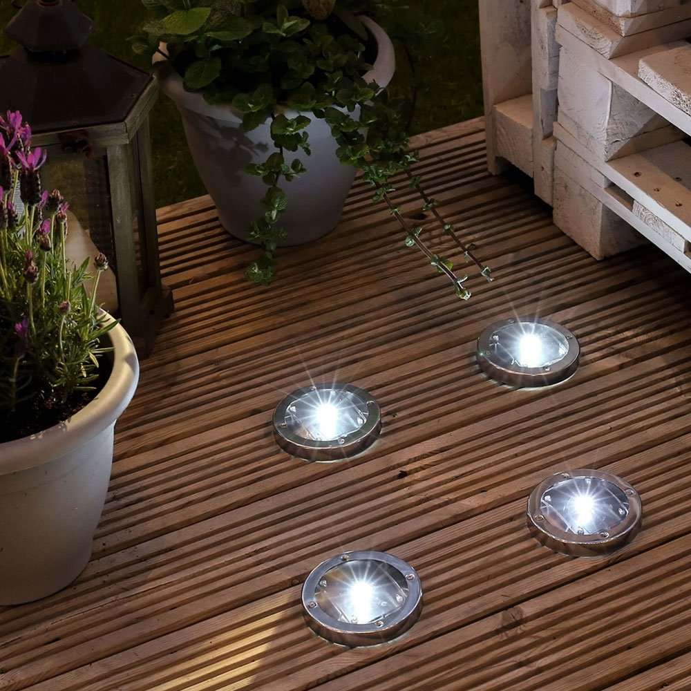 Solar Decking Lights Stainless Steel - Pack of 4 in a square