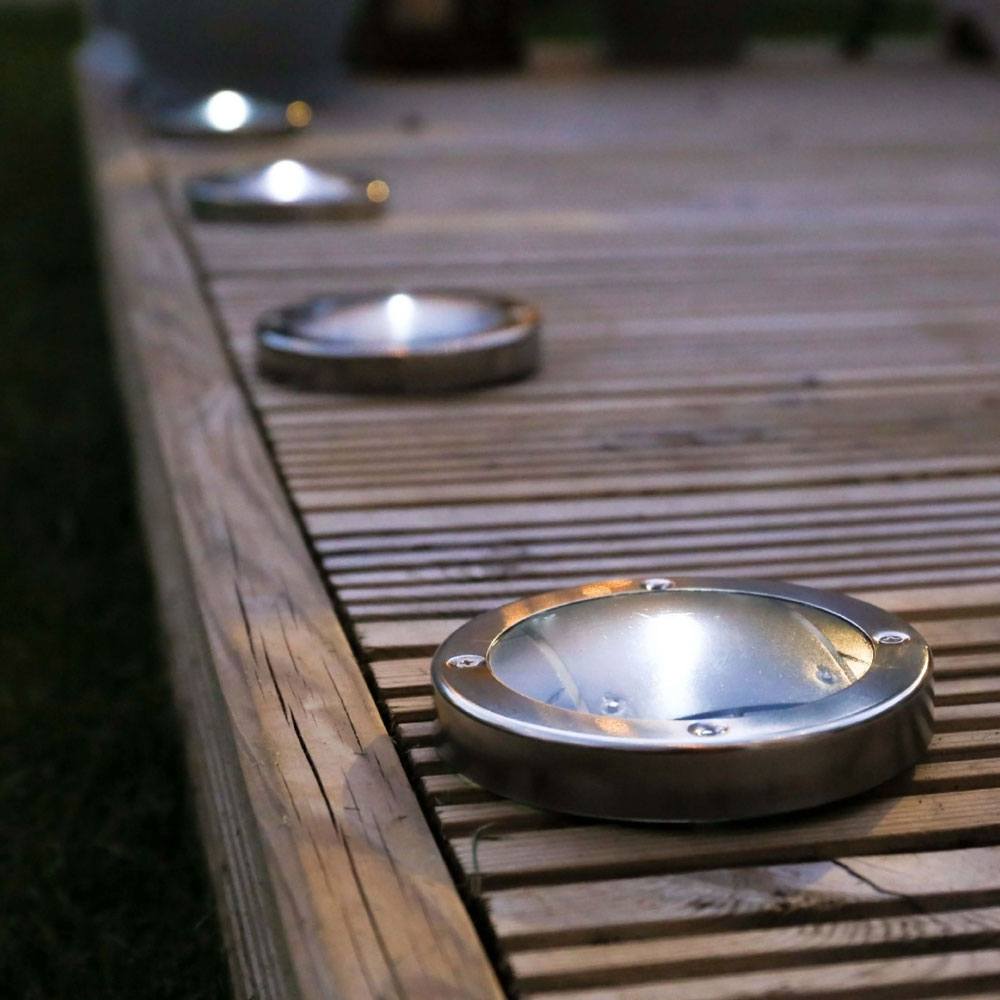 Solar Decking Lights Stainless Steel - Pack of 4 close up