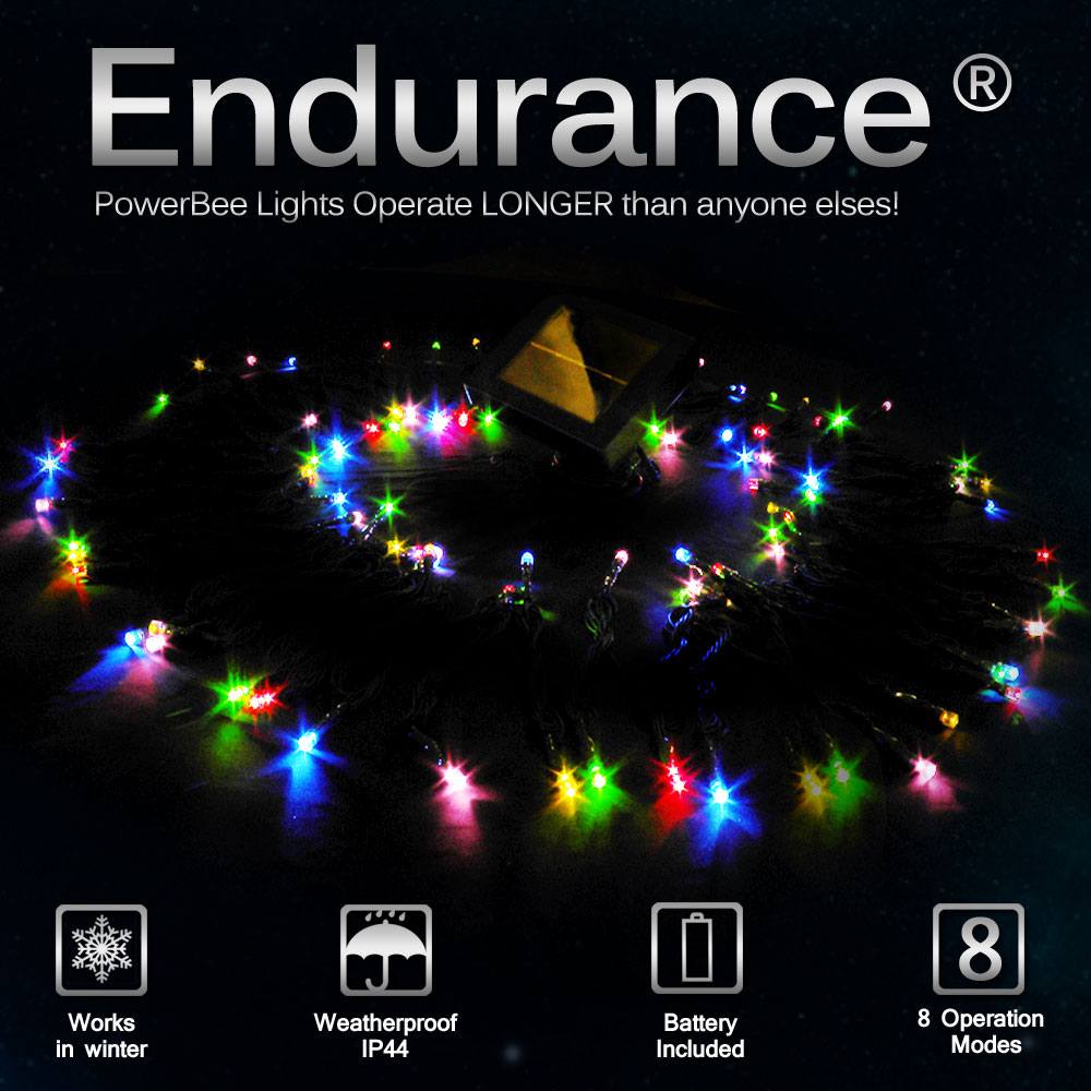 Solar Christmas Lights 100 in 5 colours PowerBee Endurance ®