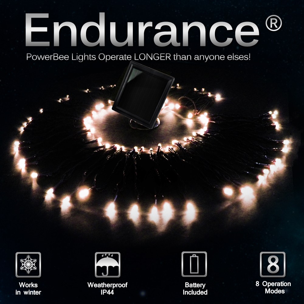 Solar Powered Fairy Lights 100 Warm White Endurance ® Deluxe