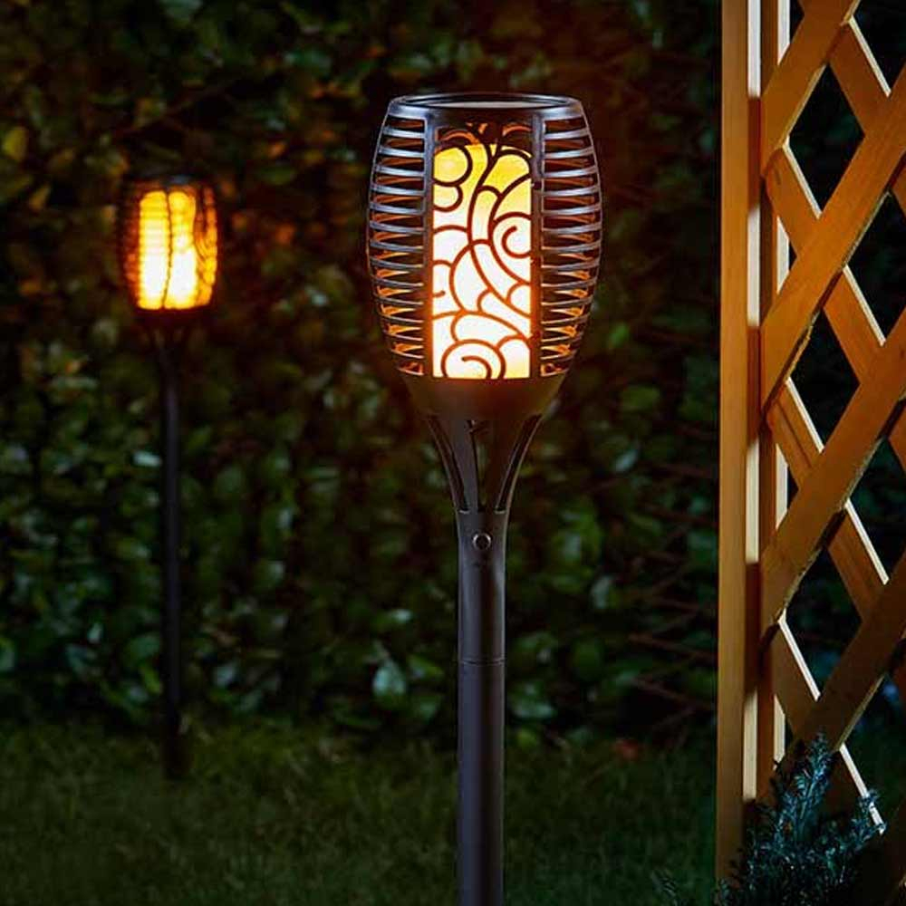 6PCS Solar 96 LED Flickering landscape Lamp Dancing Flame Torch Garden Light UK 