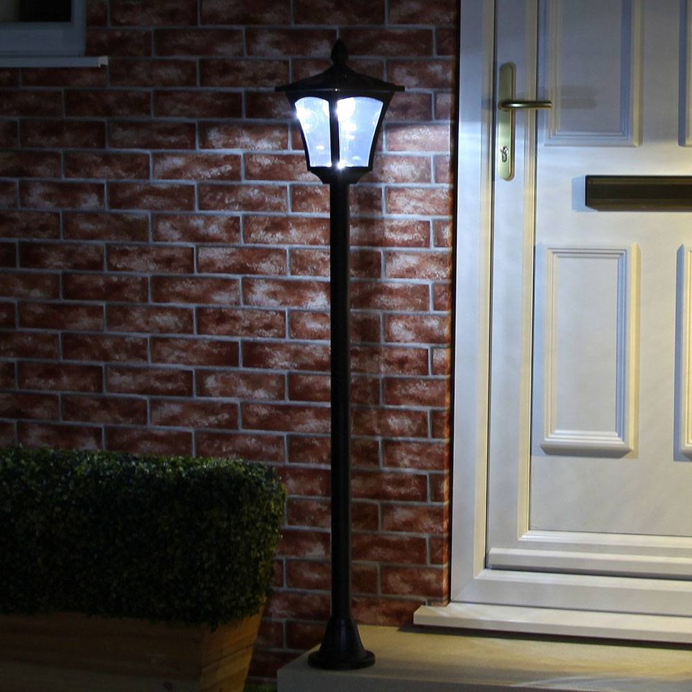 Black Solar Lamp Post 1.2 m white outside front door