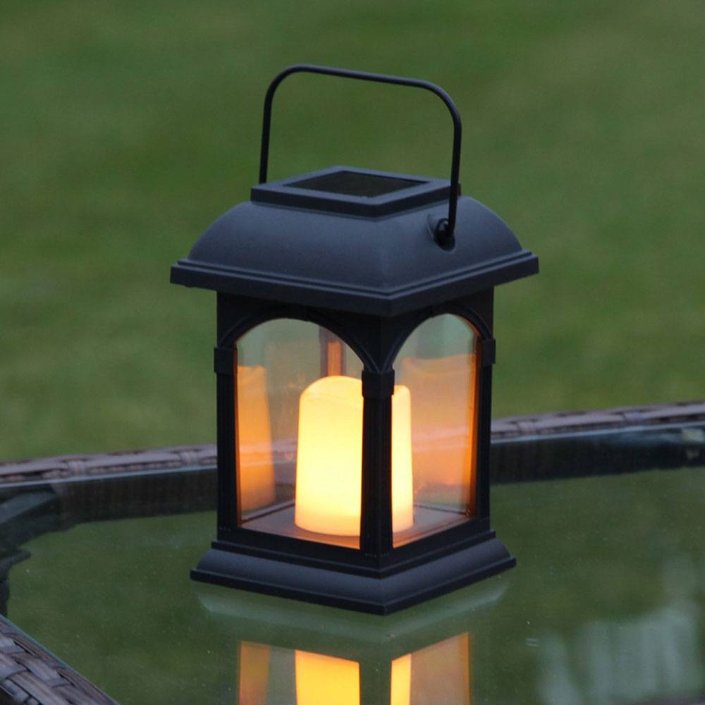 Black Solar Candle Lantern