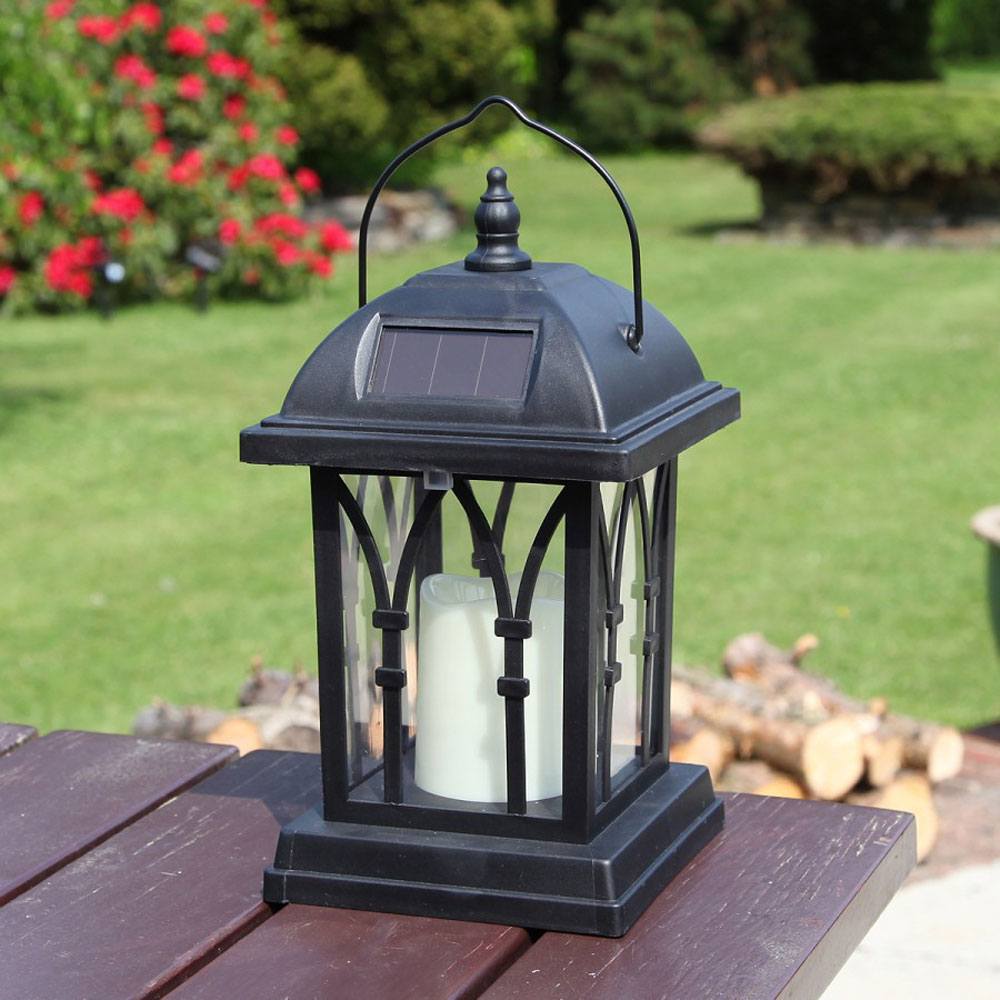Black Solar Candle Lantern 27cm