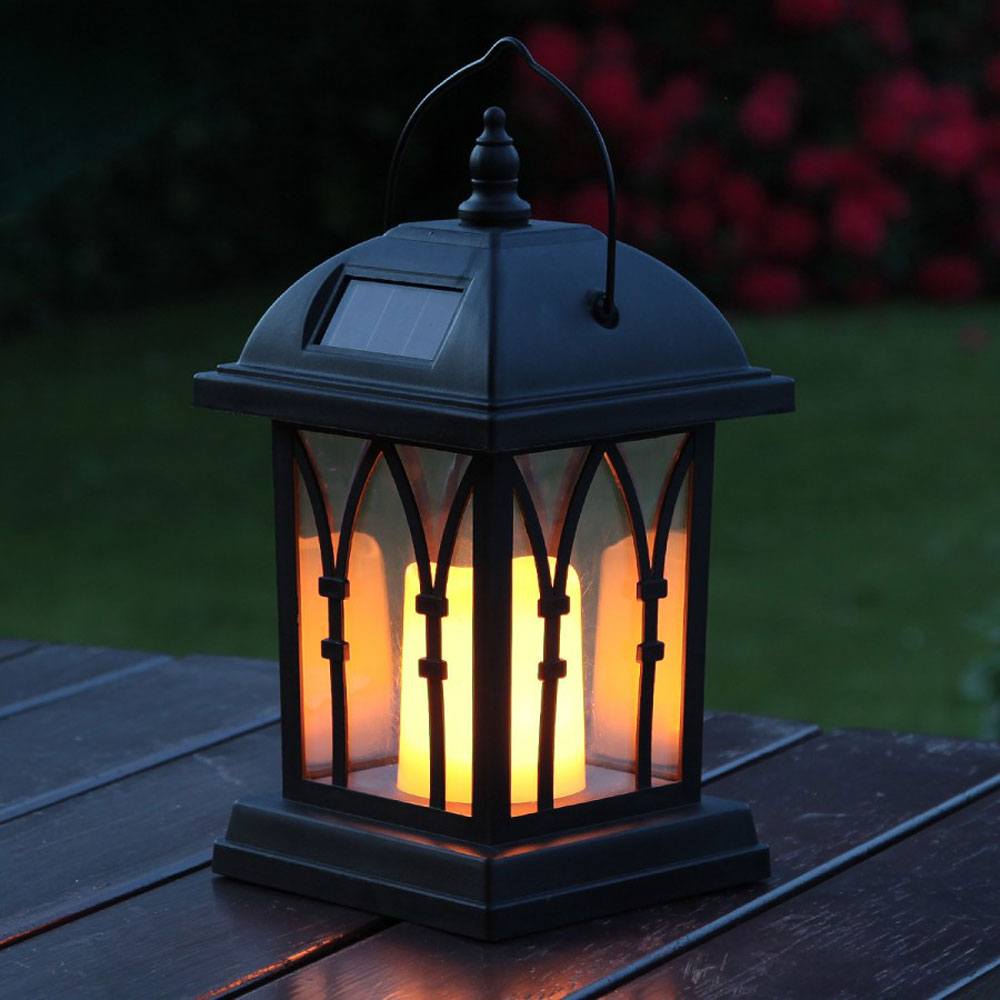 Black Solar Candle Lantern 27cm