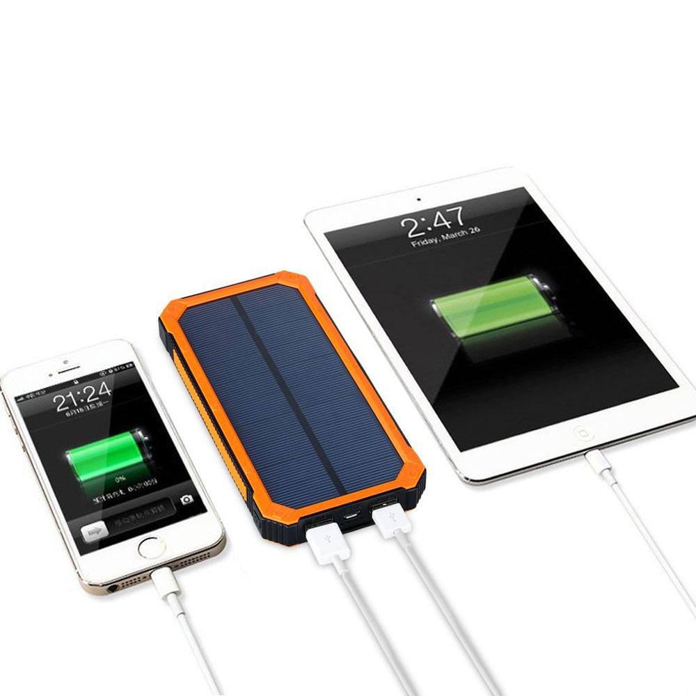 10000 mAh Solar Powerbank - orange : charging 