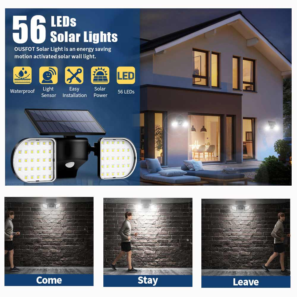 Solar Pir Security Light on house at night
