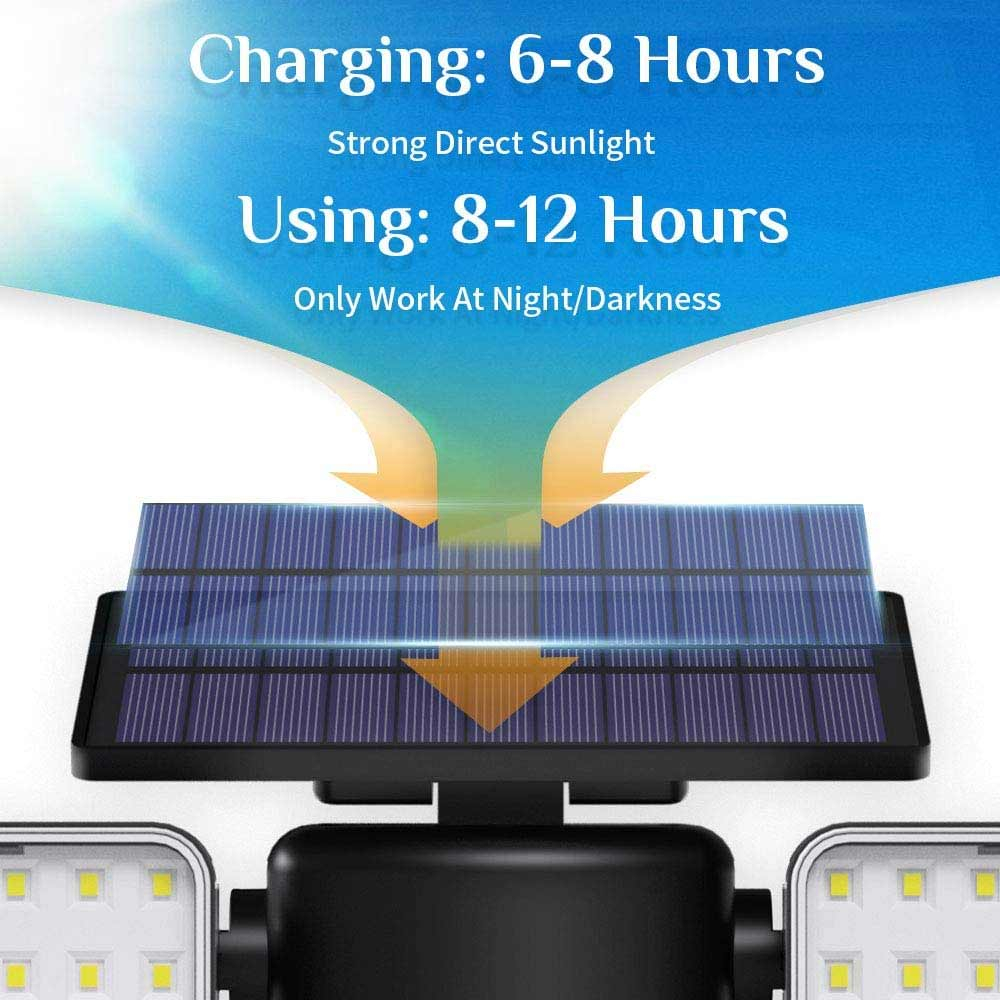 Solar Pir Security Light showing charge / use time
