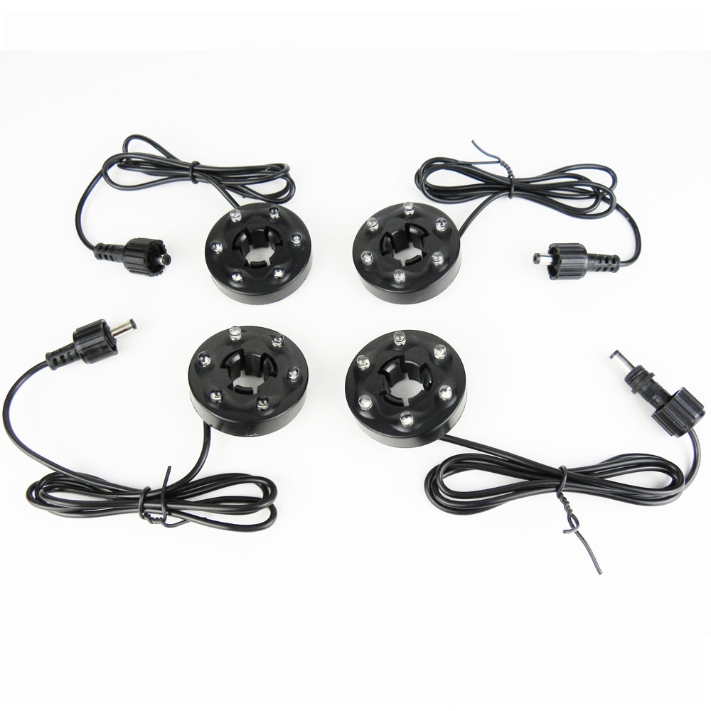 Solar Pond Lights : showing 4 lights heads with 6 leds each with cabling