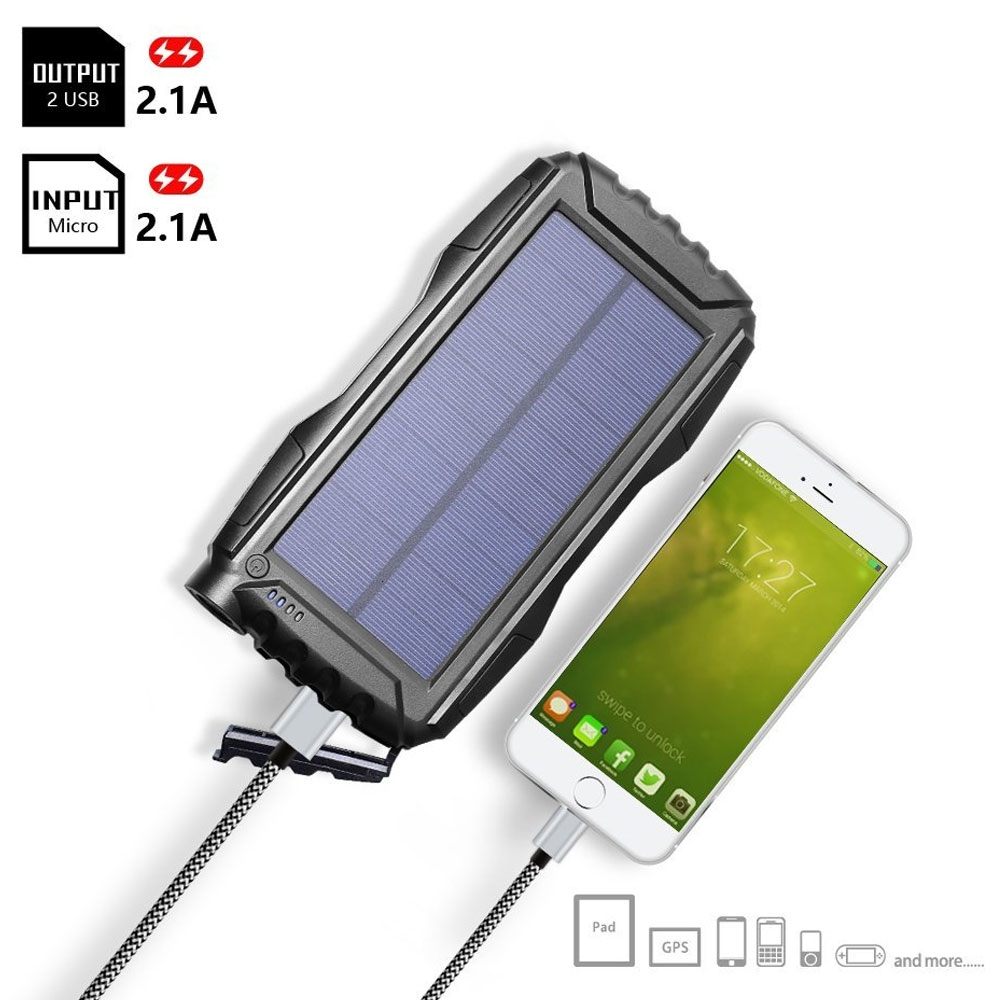 Solar Power Bank ShockProof 25000 mAh charging phone