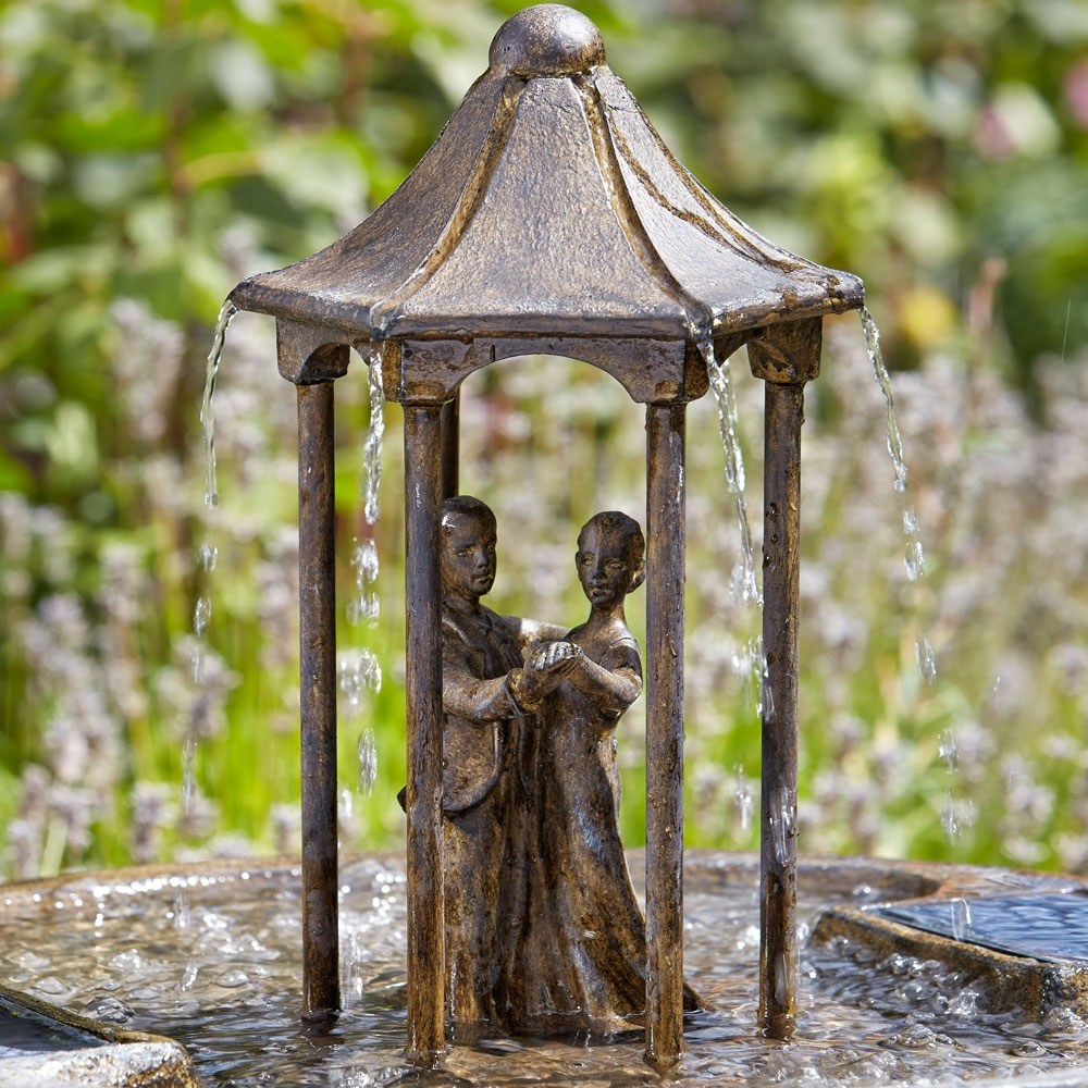 Solar Powered Resin Fountain Dancing Couple close up of couple