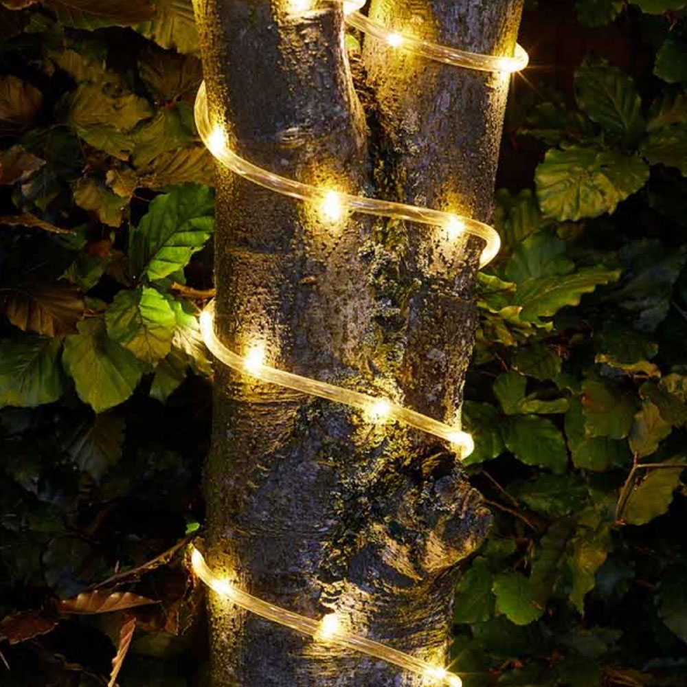 Solar Rope Lights Outdoor on tree trunk