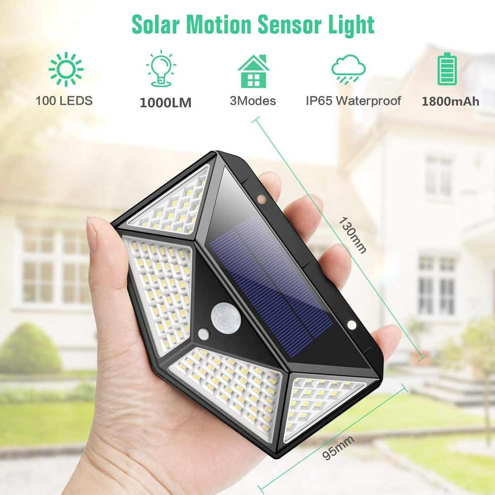 Solar Security Light Fusion with 20 SMD LEDs showing features and dimensions