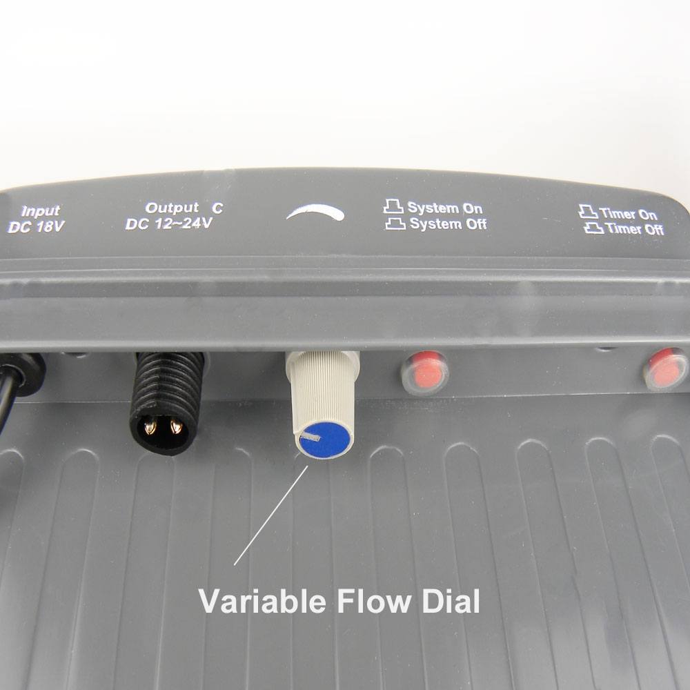 Solar Water Pump Sunspray SE 1000 Battery Backup showing flow dial