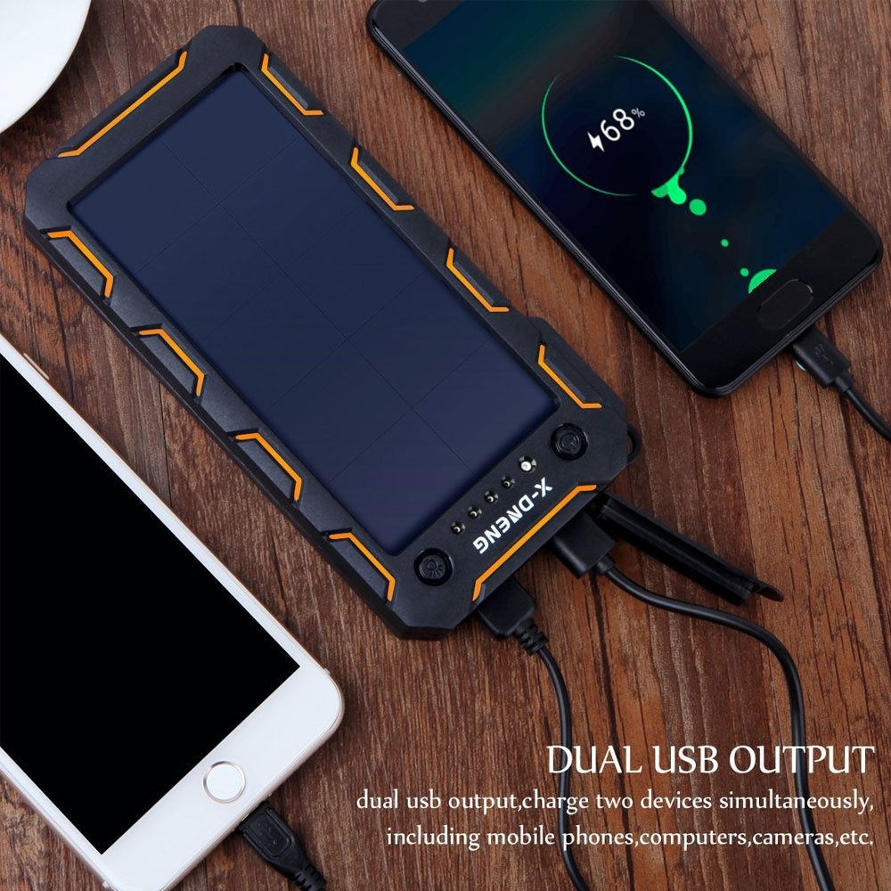 Solar Power Bank ShockProof charging two phones simutaneouly