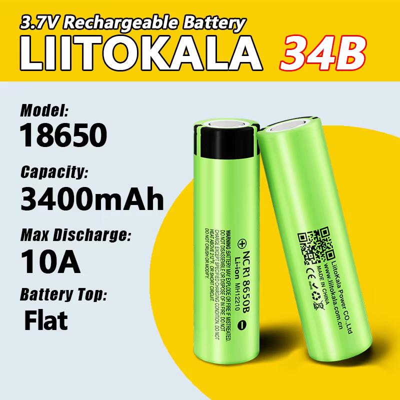 18650 Rechargeable Battery 3.7V 3400mAh — NCR18650B 2-Pack